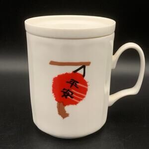 Chuan Kuo Fine Porcelain Tea Cup Steeping Mug Strainer Xinwei Year Red Lantern